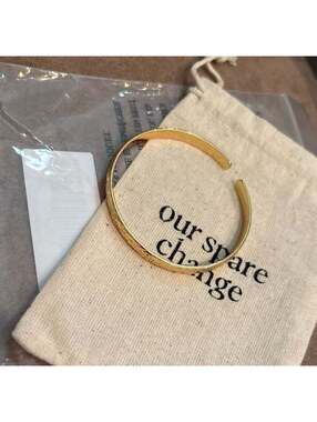 Our Spare Change Gold Tone Engraved Cuff Bracelet New-Original Packaging [COPY]